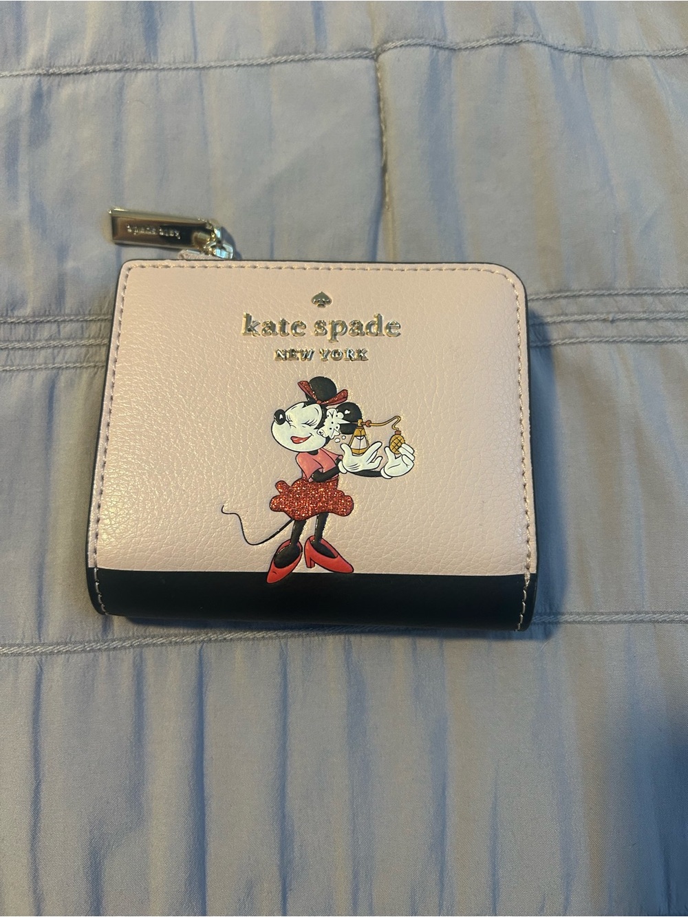 kate spade Pink and Black Minnie Mouse Zip Around Wallet